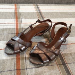 Nicole pewter wood heel sandal NWOT size 6.5